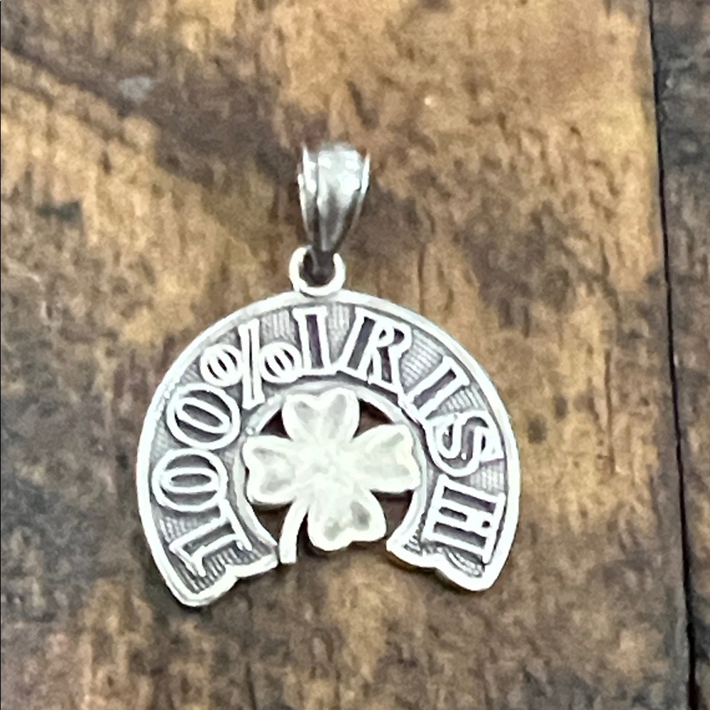 Sterling Silver Irish 100% Lucky four leaf Clover Pendant